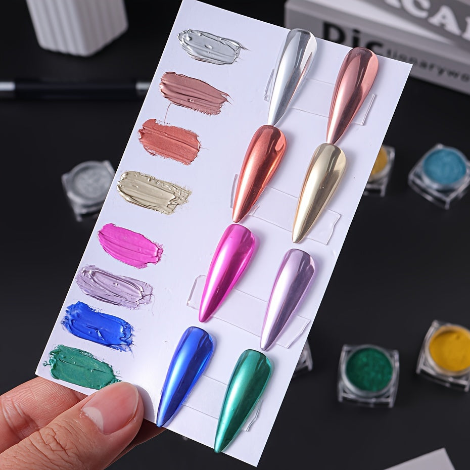 36 Box Super-Bright Metallic Mirror Nail Powder Set Y2K Chrome Pigment Flakes Fine Glitter Rubbing On Dust Manicure Decoration